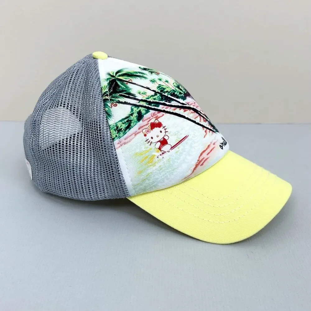 O'Neill X Hello Kitty Yellow Gray Mesh Tropical Surf Child Girl Cap Trucker Hat